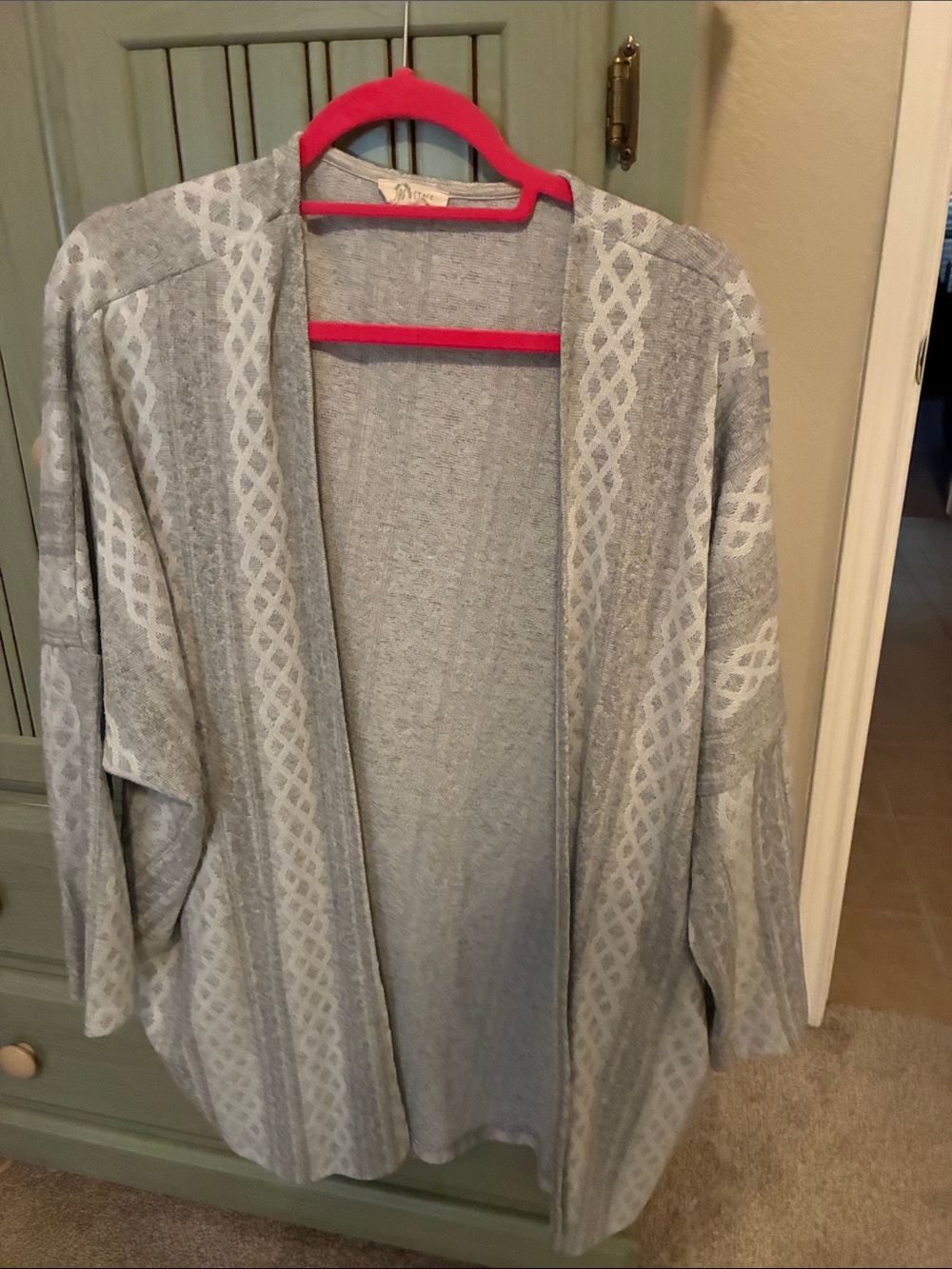 Open-Front Light Gray Women's Knit Cardigan